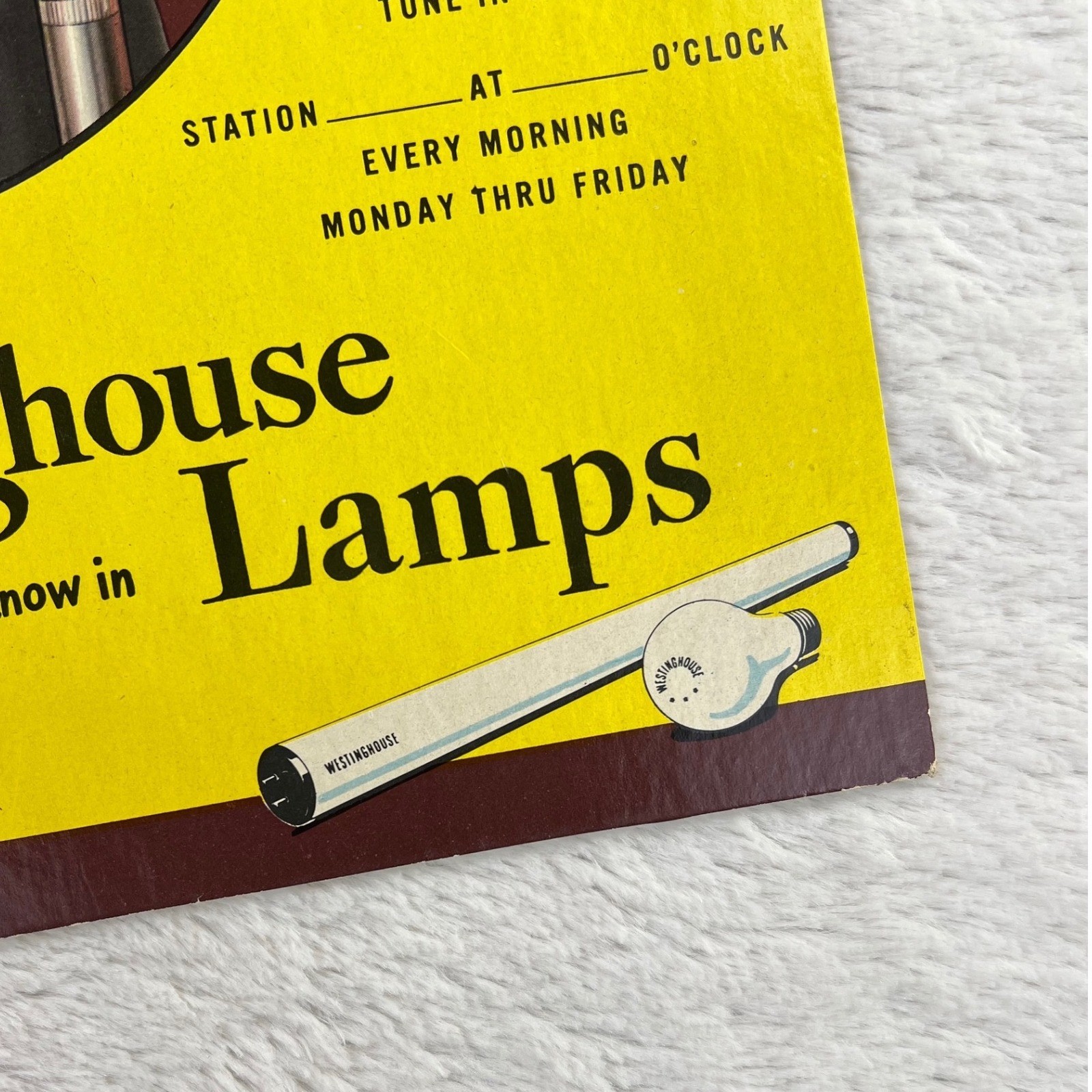 1940s Westinghouse Lamps Vintage Advertising Sign 11" Ted Malone ABC Radio