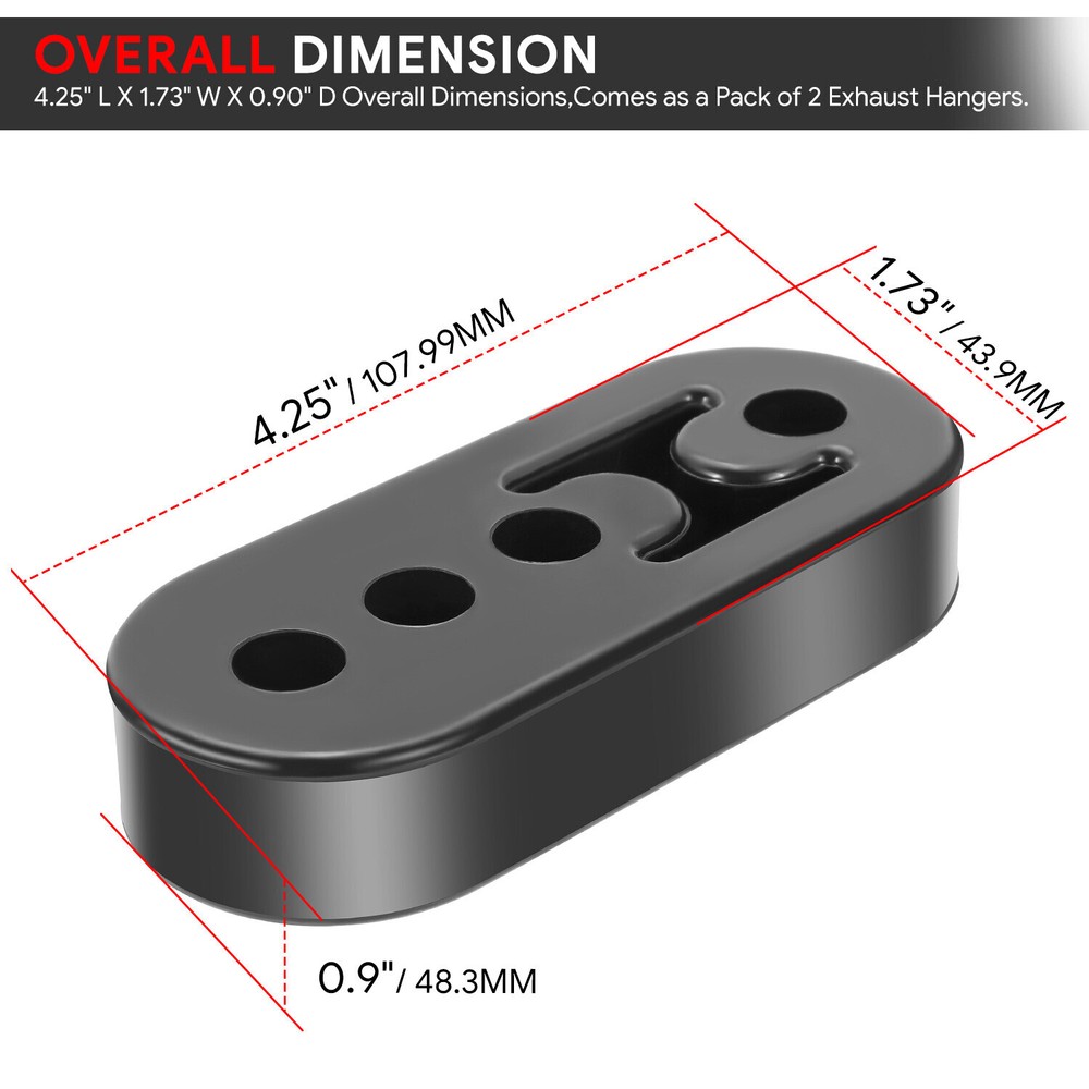 2Pcs 4 Hole Polyurethane Exhaust Tail Pipe Hanger Insulator Mount Holder Bracket