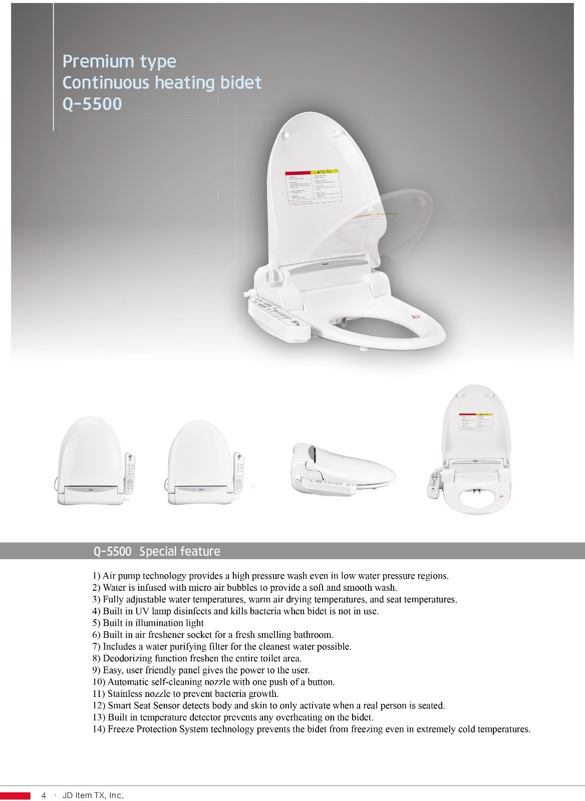 KIKO Q-5500L Electric Toilet Bidet Seat 35 Function Elongated Heated Seat n More