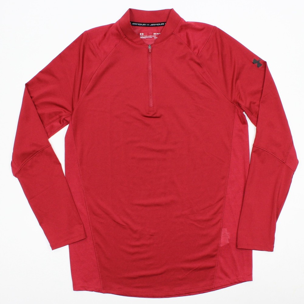 Under Armour Men’s Medium M 1/4 Zip Tech Pullover Golf Red Fitted 1306430