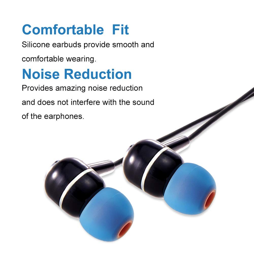 Earbud Tips Soft Silicone Earbuds Replacement Small/Medium/Large, Blue/Orange
