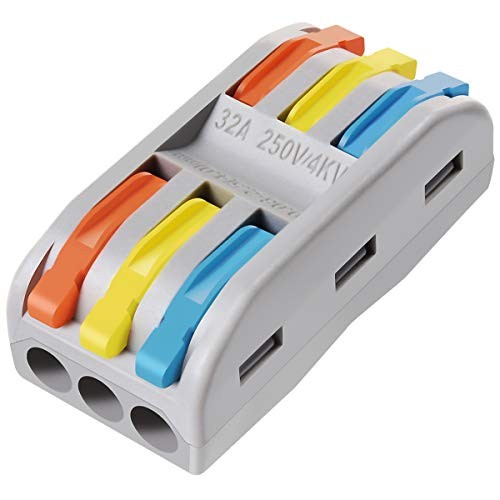 Wire Connectors Nuts, 25Pcs 3 Conductor Compact Splicing Wire SPL3-25Pcs