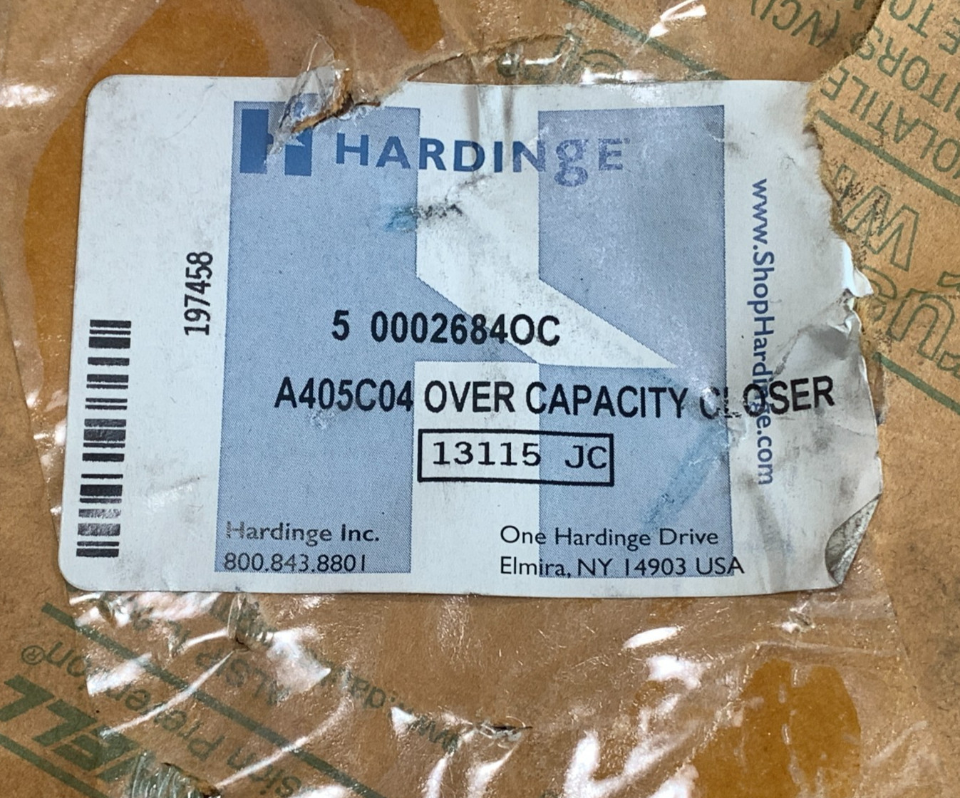 Hardinge A4 5C 4" Over Capacity Extra Depth Closer New Old Stock with Hardware