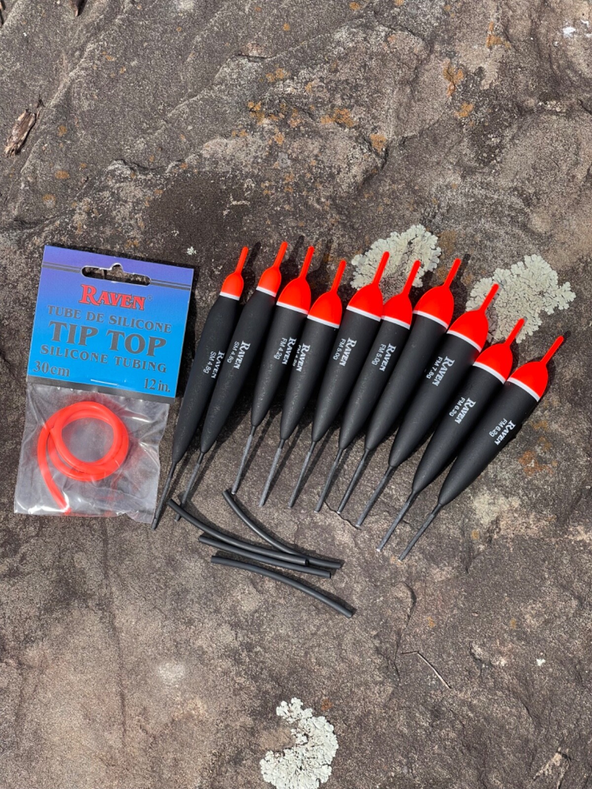 Float Fishing, Raven FM+ Premium Balsa Float Assortment, 10 Floats + Tubing