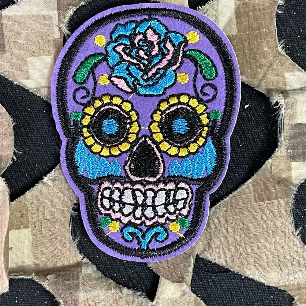 NEW Warrior Iron On Embroidered Morale Patch - Sugar Skull (8-Pack)