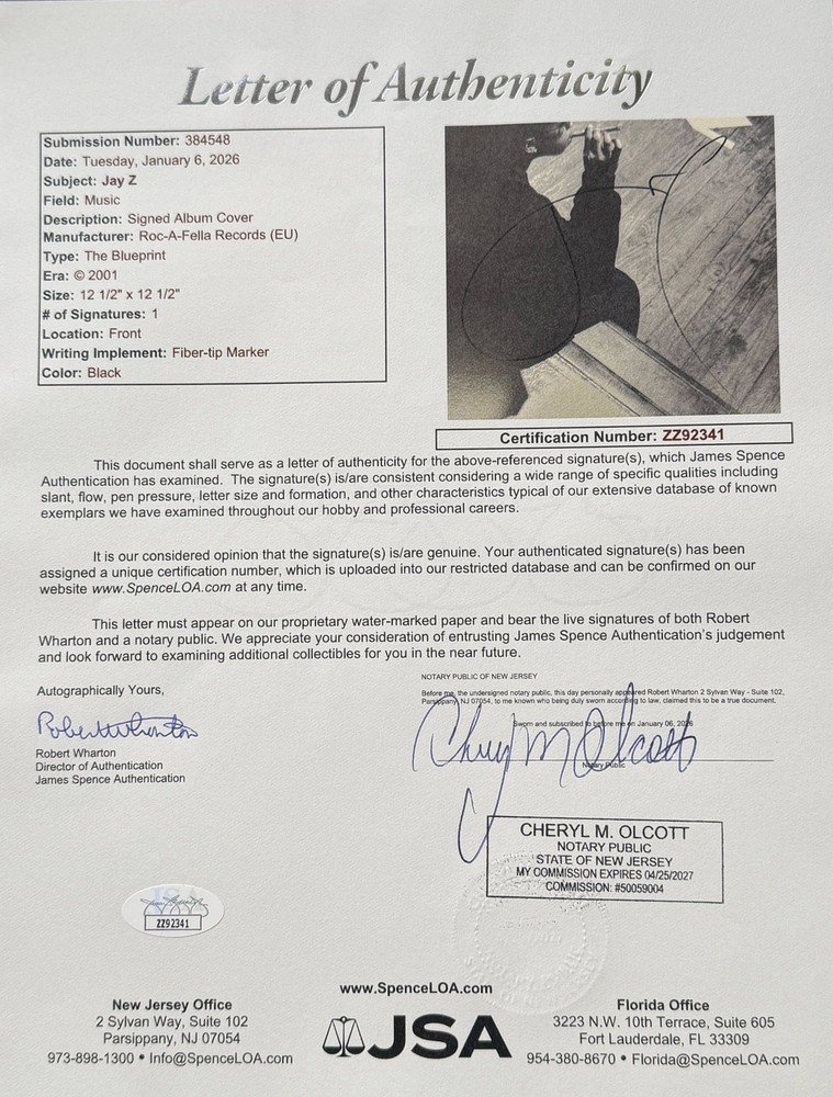 Jay-Z Signed Autographed The Blueprint VINYL LP JSA LOA