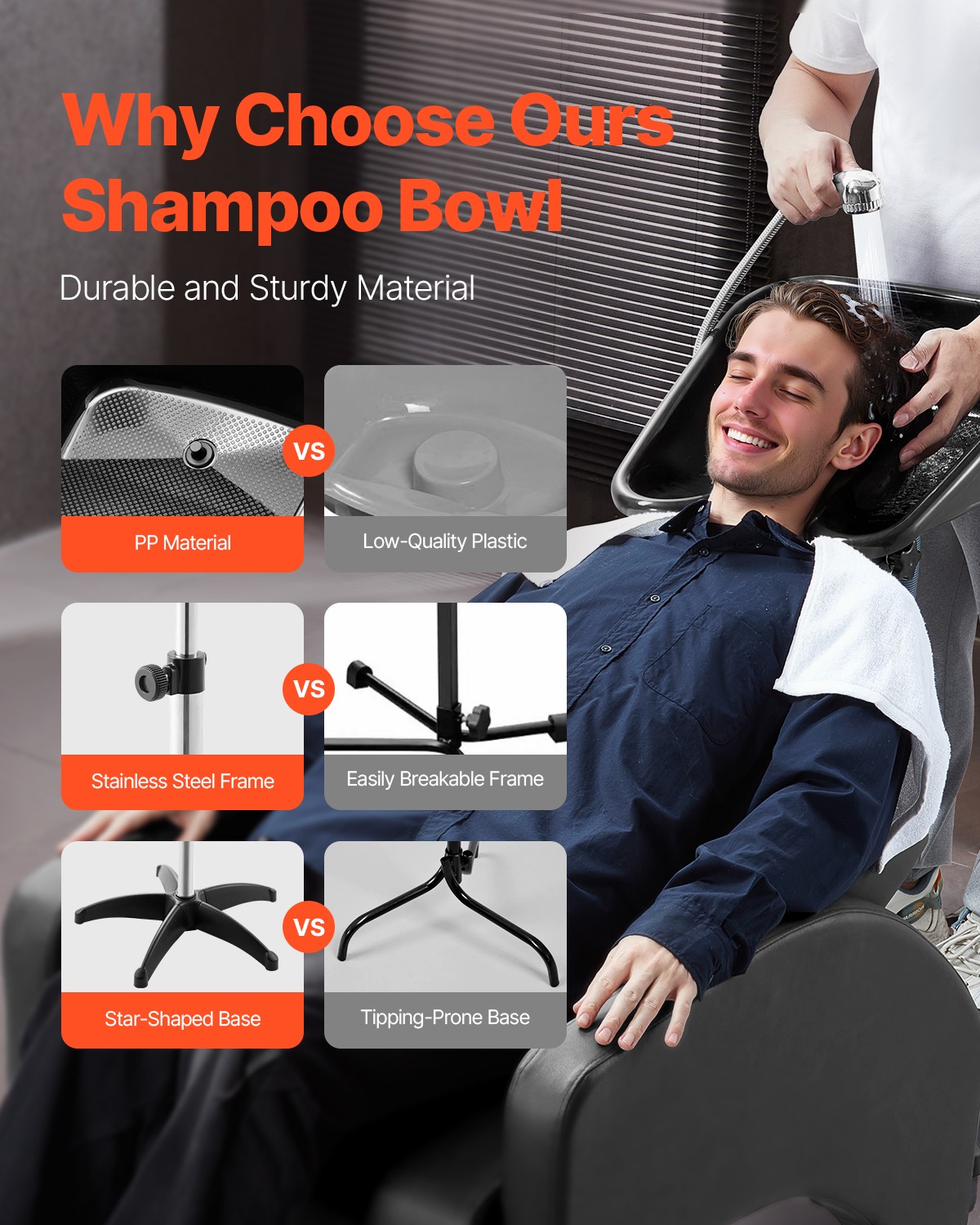 VEVOR Portable Shampoo Bowl Drain Hose Adjustable Salon Sink for Barbershop Home