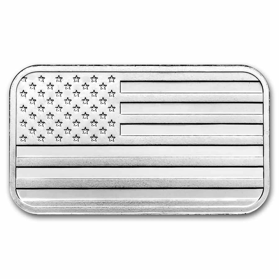 1 oz Silver Bar - American Flag Design (Eagle Back)-Pre-Sale
