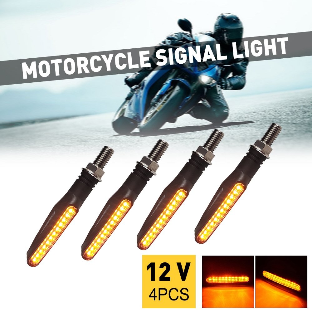 4PCS Mini Motorcycle LED Turn Signals Blinker Light Indicator Amber Universal