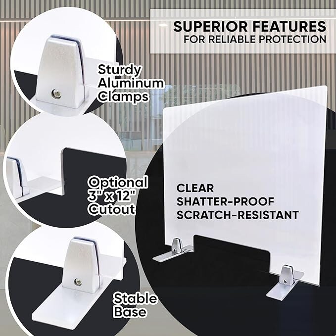 Plexiglass Table Top Sneeze Guard – Desk Divider for Students, Office,...