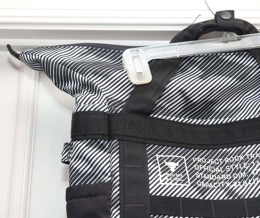 Under Armour Project Rock Top Loading Backpack UA Training Black White Classic