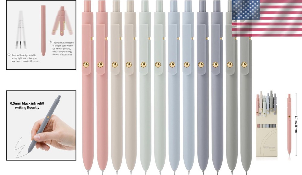 Quick-Drying Ink Rollerball Pens 24 Pcs Morandi-Black