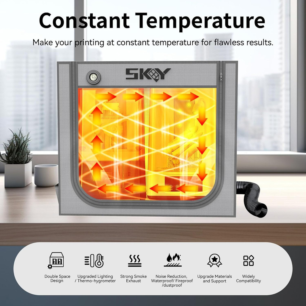 Large Resin 3D Printer Enclosure with Ventilation Kit LED Light, 3D Printer Vent