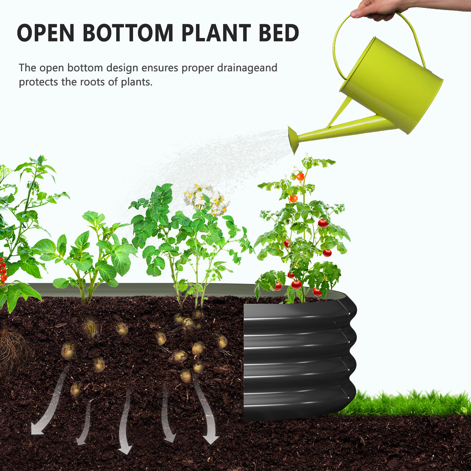 SLSY Galvanized Raised Garden Bed with 85in Tall Garden Trellis for Vegetables