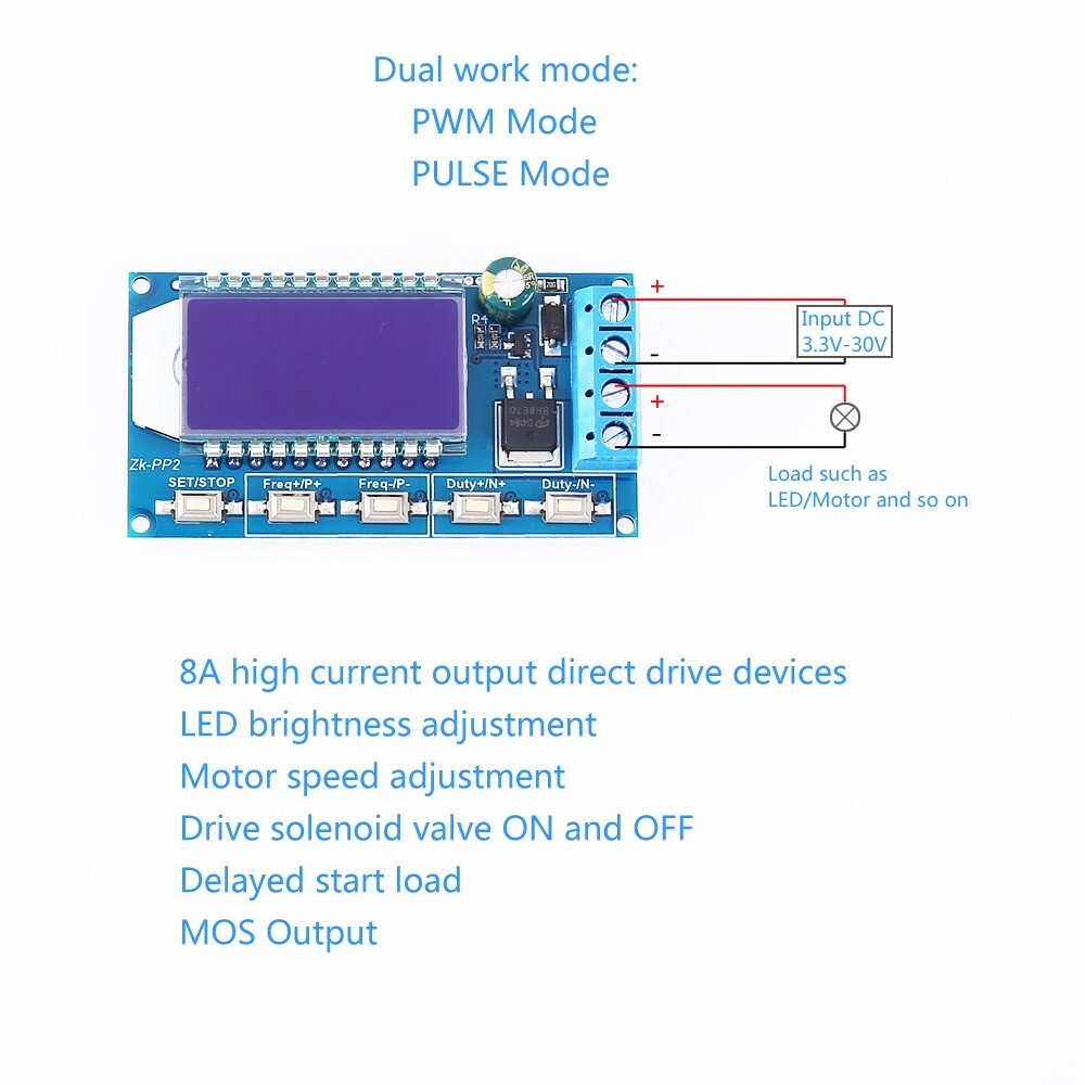 Dual Mode LCD Adjustable PWM Pulse Frequency Signal Generator Module Duty Cycle