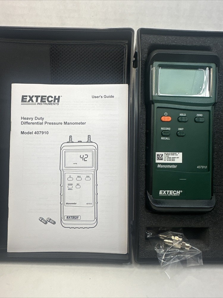 EXTECH Model 407910 Differential Pressure Manometer With Case