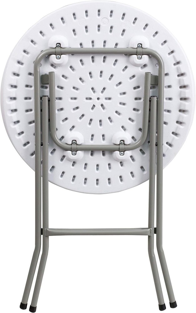 White 2' Round Folding Banquet Table – Durable and Weather-Resistant Design