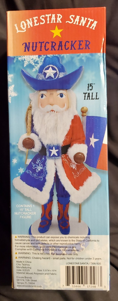 Texas Lonestar Santa Nutcracker - 15 Inch