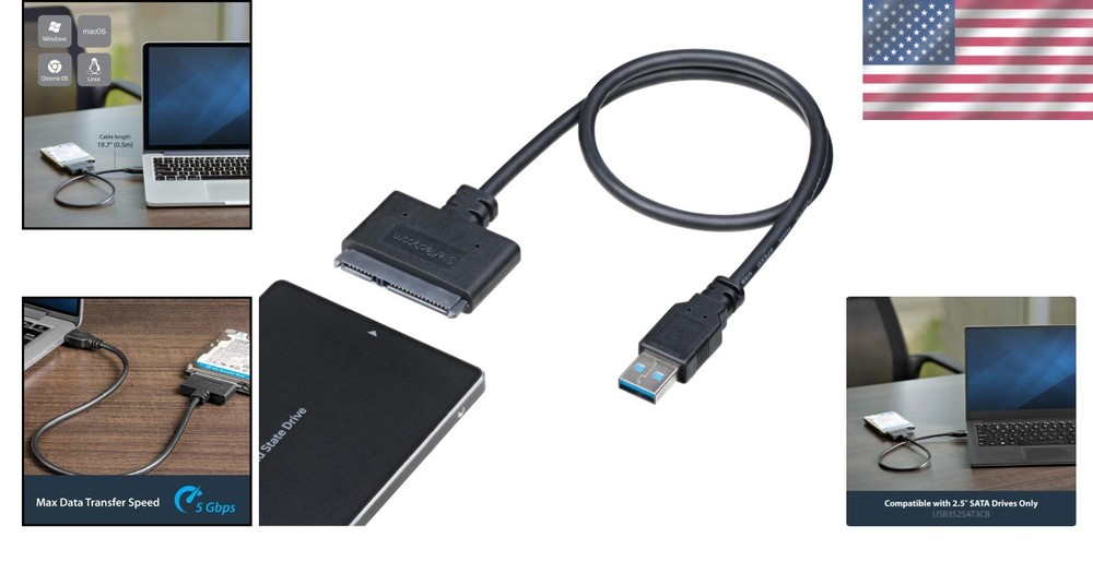 Universal SATA to USB Adapter for 2.5in Drives - Quick Data Transfer Solution