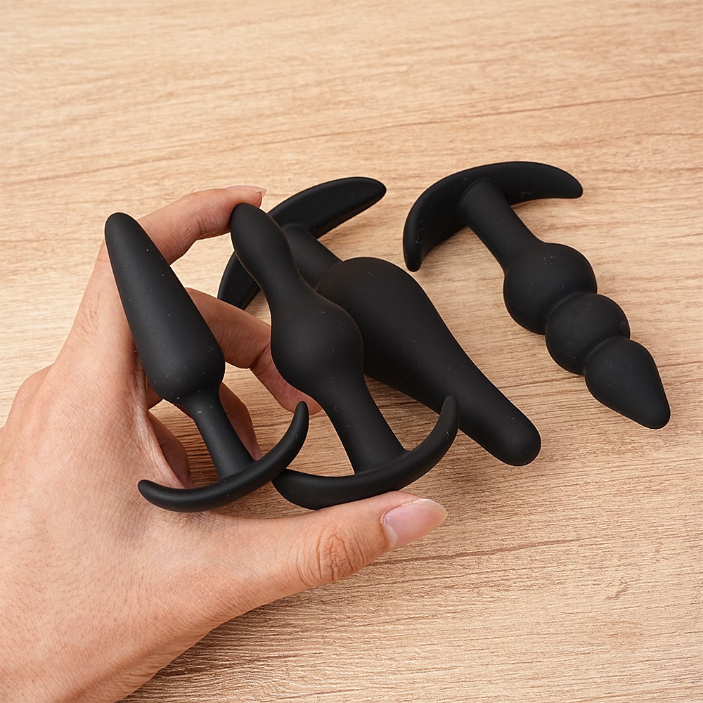 4PCS Silicone Anal Butt Plug Training Starter Kits Beginner Dildo Trainer Set US