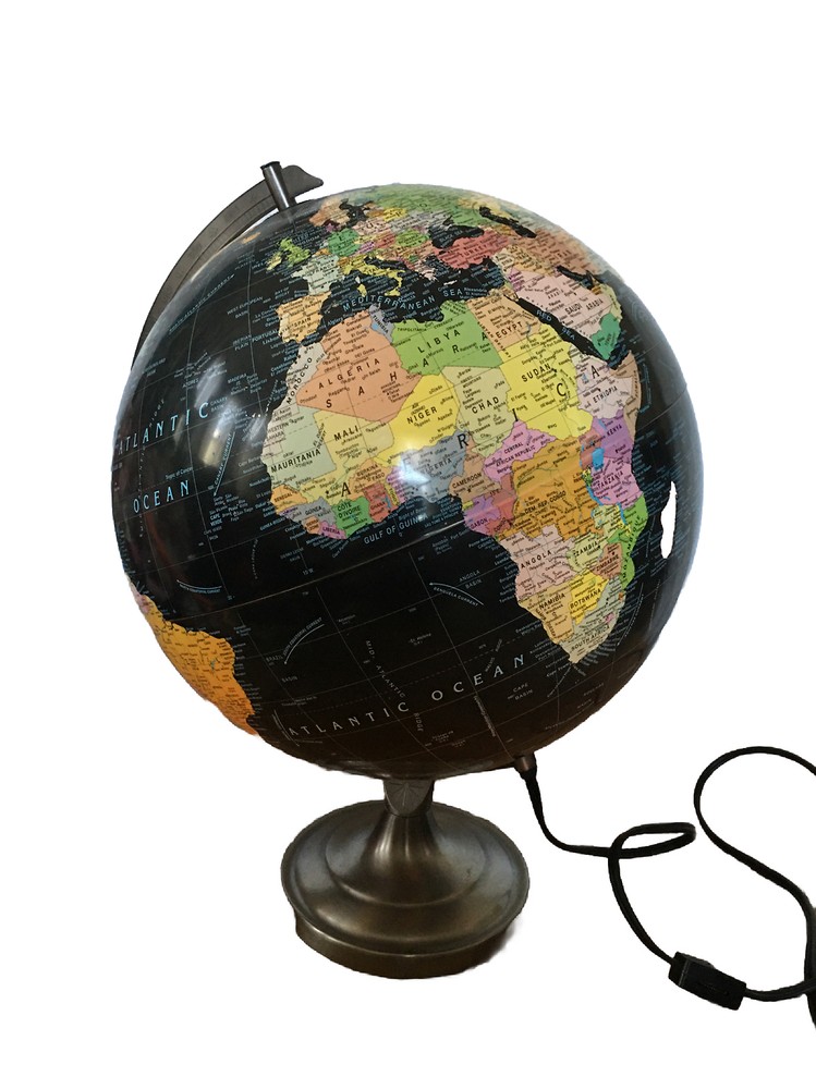 Vintage MCM Replogle Scanglobe 12" Diameter Lighted 30cm Needs Bulb Map Decor