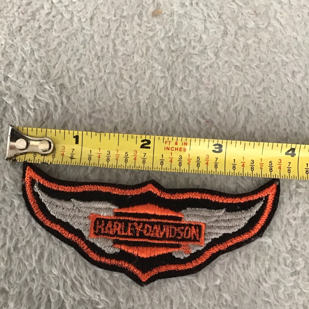 Harley-Davidson Embroidered Wing Patch Orange Black Gray 4 Inch