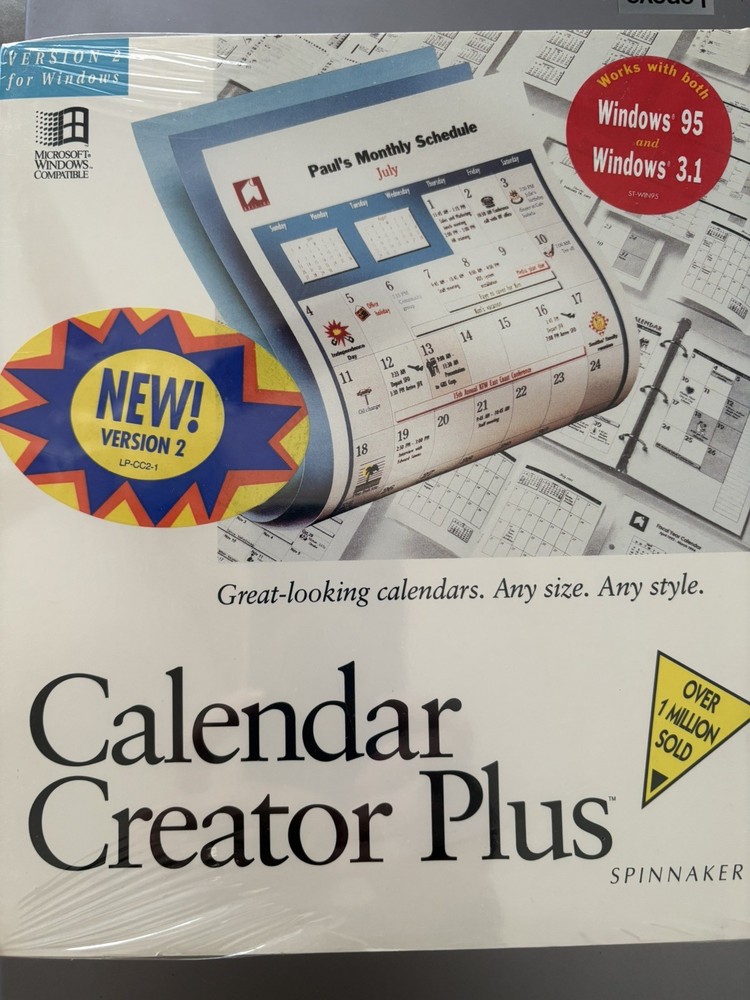 Calendar Creator Plus for Windows Software Vintage SEALED