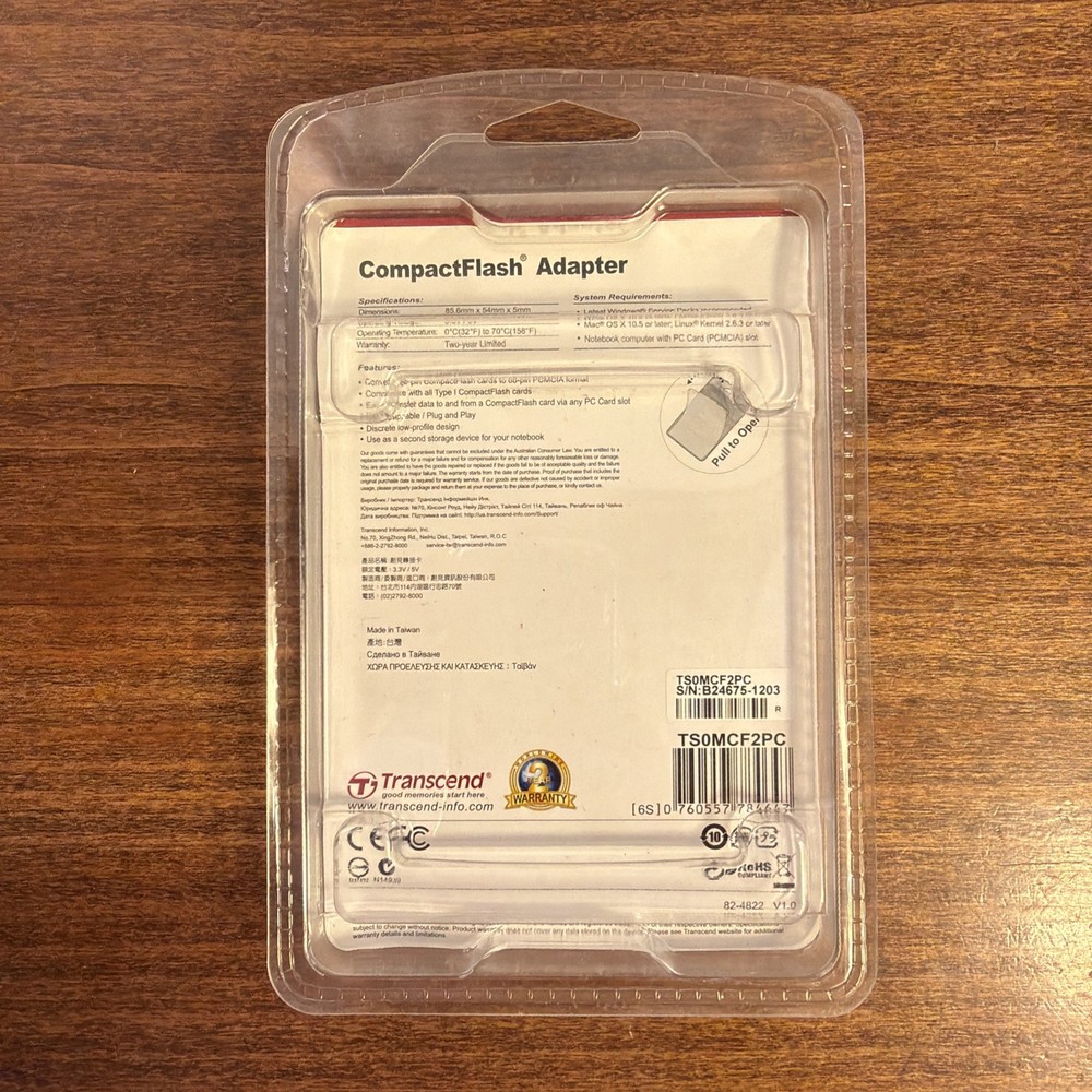 NEW Transcend CompactFlash Adapter TSOMC2PC