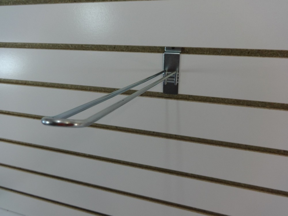 8" Chrome Slatwall Grid Panel Safety Hook Display Store Wall Fixtures