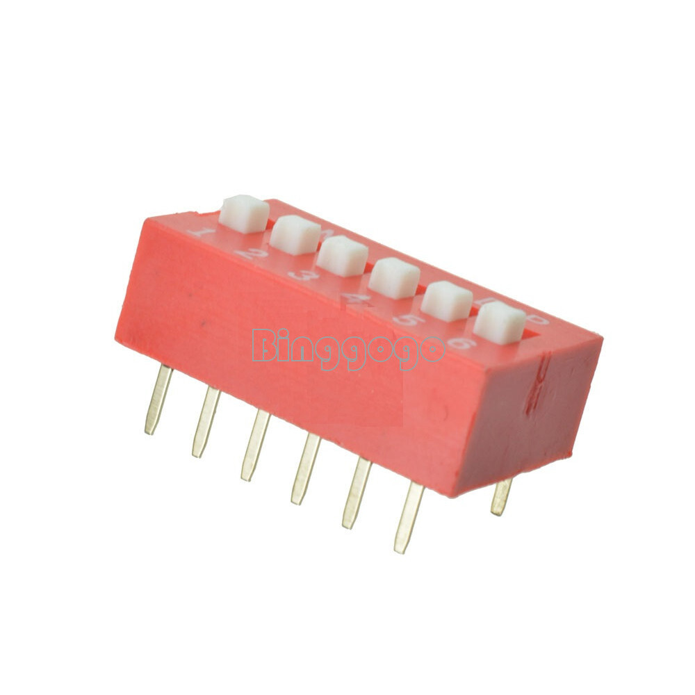 20PCS NEW 2.54mm 6 Position Slide Type Switch Module 6-Bit DIP Red Pitch