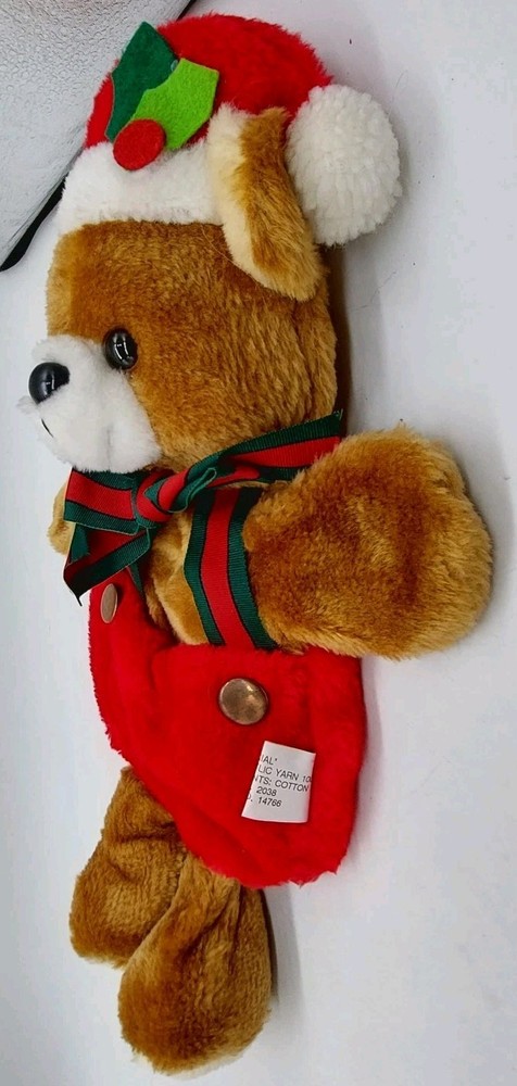 Teddy Bear Christmas Hand Puppet 14" Plush Stuffed