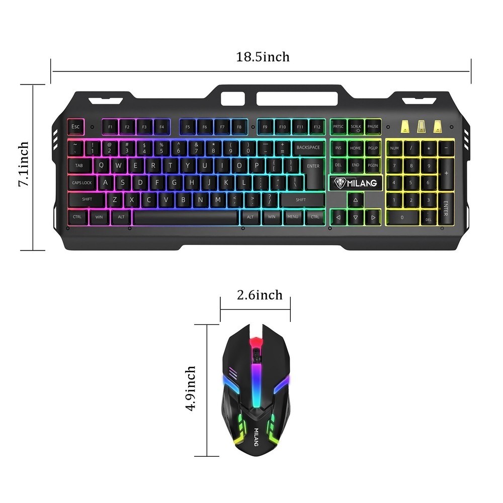 Computer Desktop Gaming Keyboard and Mouse Mechanical Feel LED Light Backlit US
