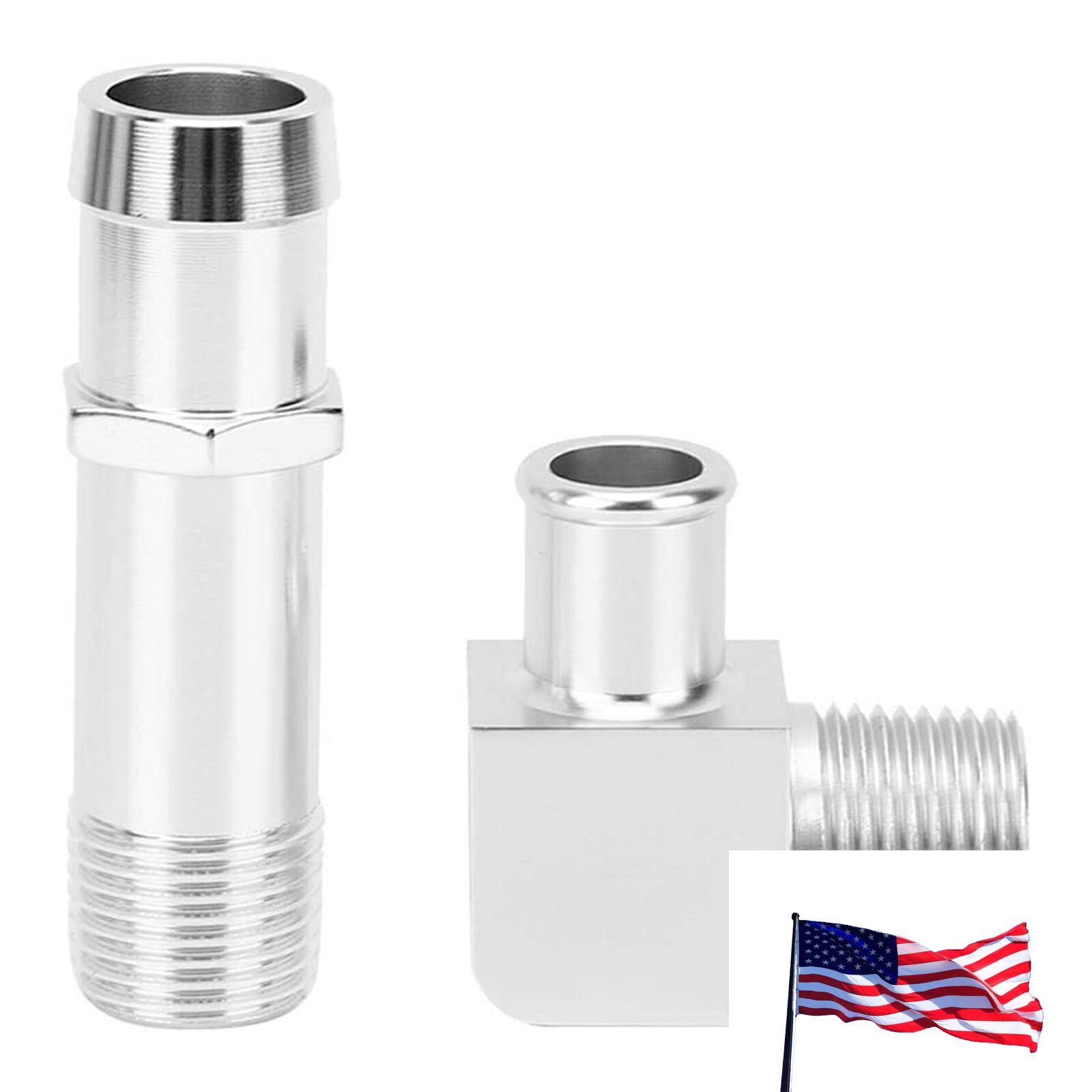 2PCS Heater Hose Fitting 3/4" Water Pump 5/8" Intake For Chevy SBC V8 Engines