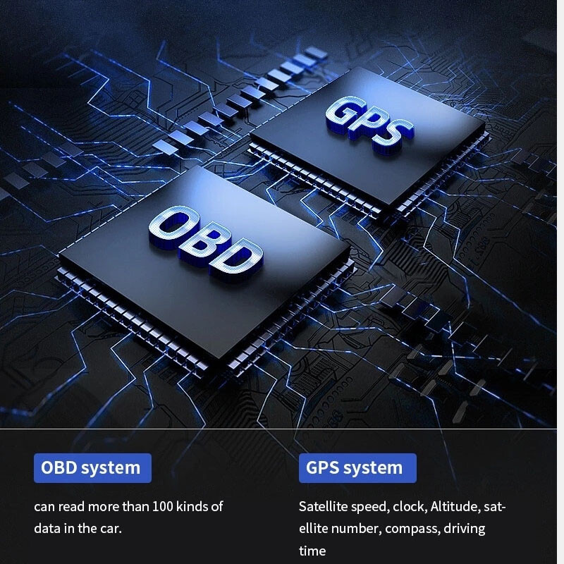 OBD2+GPS Car Head Up Display Speedometer Turbo Overspeed 9 Different Interface
