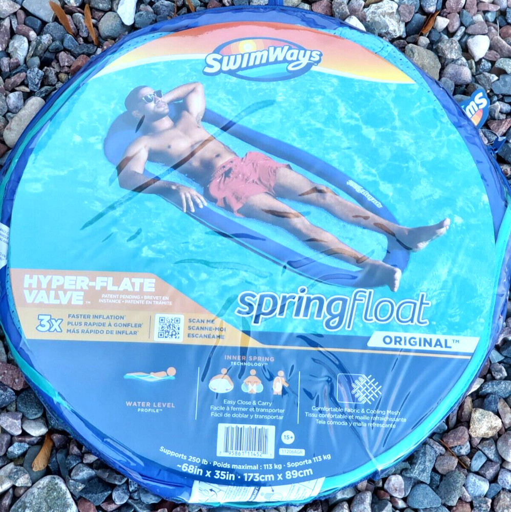 Swimways HYPER-FLATE VALVE SpringFloat ORIGINAL 68 X 35" - BLUE