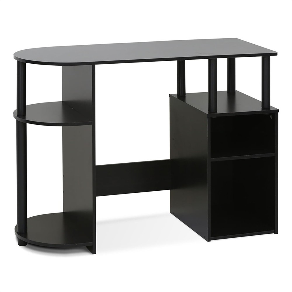 Espresso Computer Desk Simplistic Style W Bin Drawers & Easy Assembly