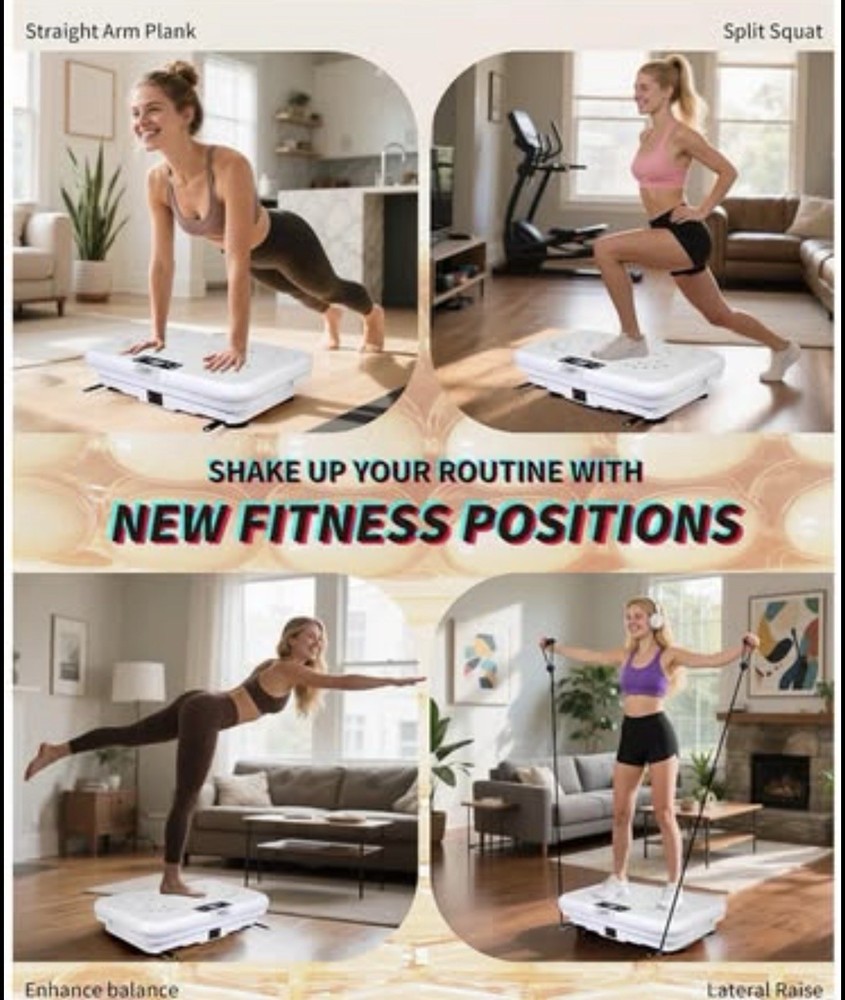 TRENDIVAOscillating Vibration Platform 99 Programs Surge Guard Remote Band White