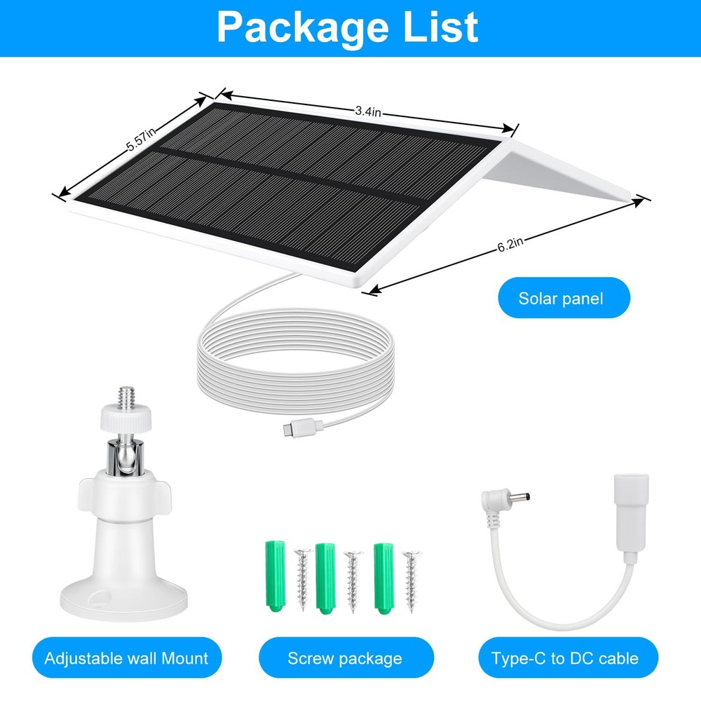 Solar Panel for Ring Camera Spotlight Cam Plus/Pro(Battery) & Stick Up Cam/Pr...