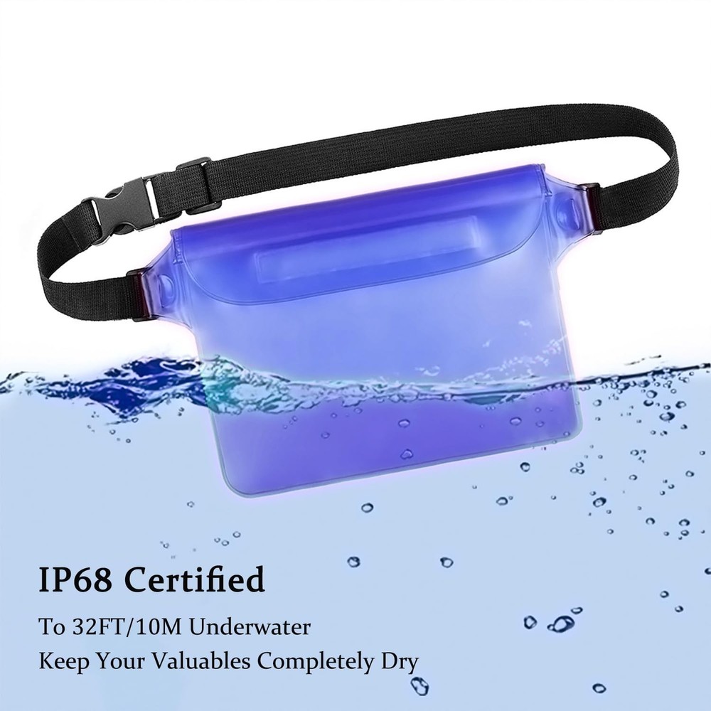 2-Pack Waterproof Pouch with Adjustable Waist Strap | Screen Touch Sensitive Dry