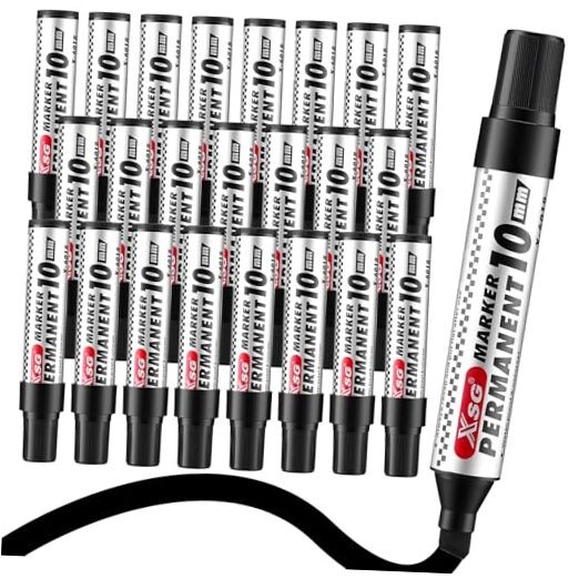 24pcs Extra Large Chisel Tip Black Thick Permanent Markers Set Jumbo Permanent