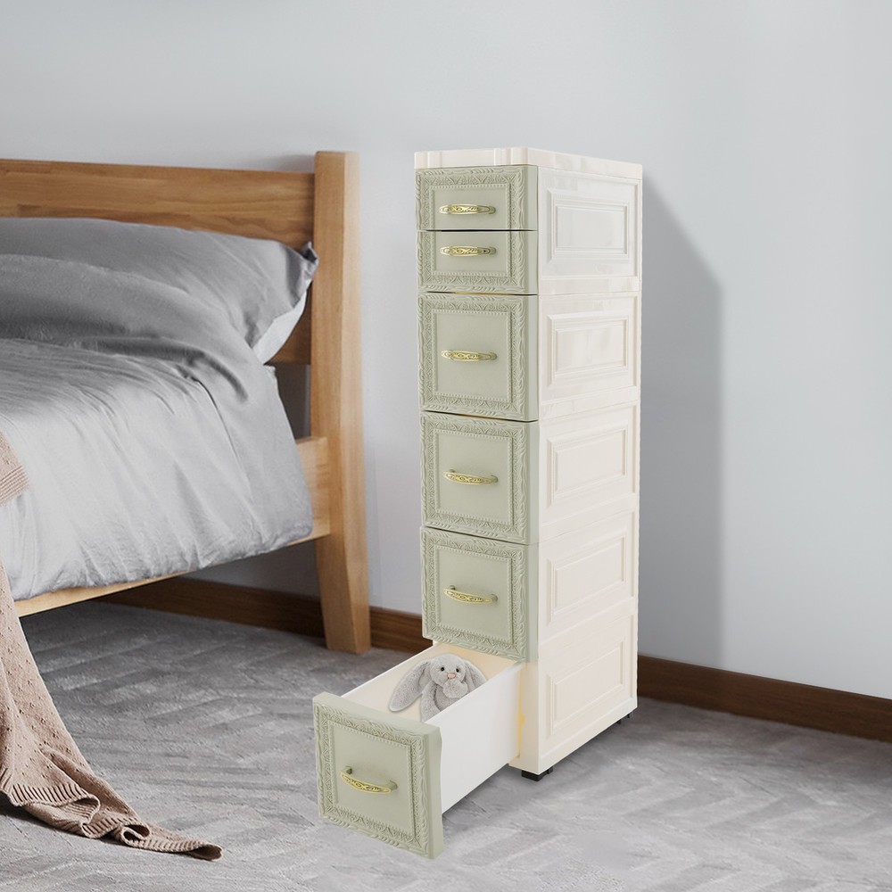 5-layer three-dimensional embossed pattern storage cabinet 18x32x84- green, PP.