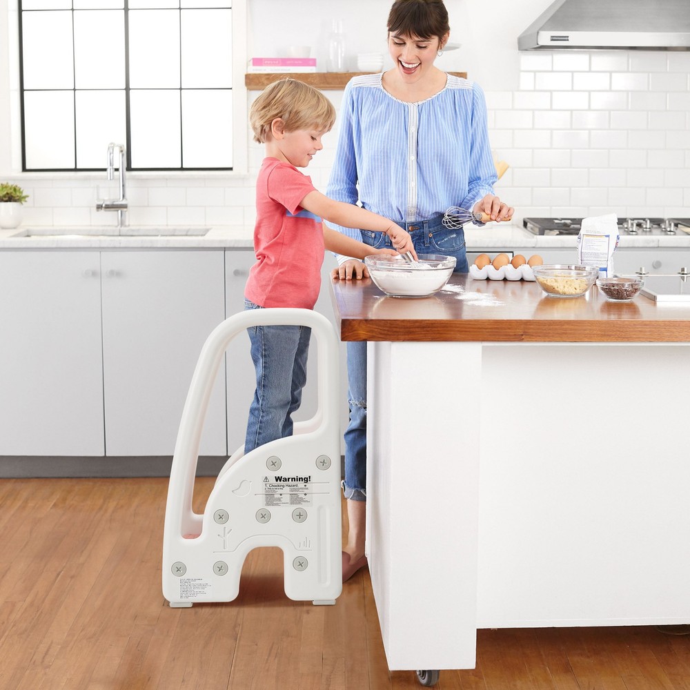 3 Step Stool Kids Standing Tower Plastic Stepping Standing Stool Helper, Pink