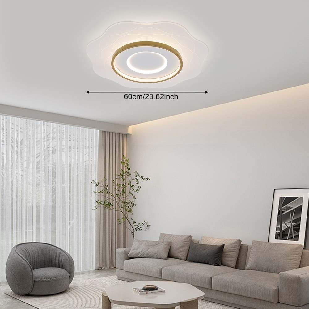 Modern 23" Ring LED Chandelier Flush Mount LED Ceiling Light with Remote Control