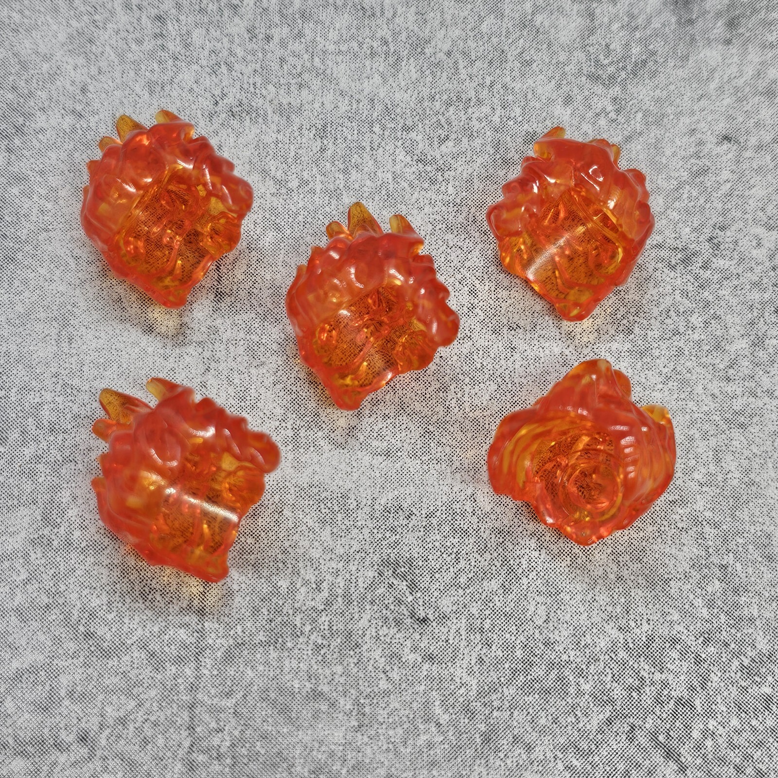 5pack Trans Orange Flame Fire Hair Blocks Accessories for Minifigures gt6fh25