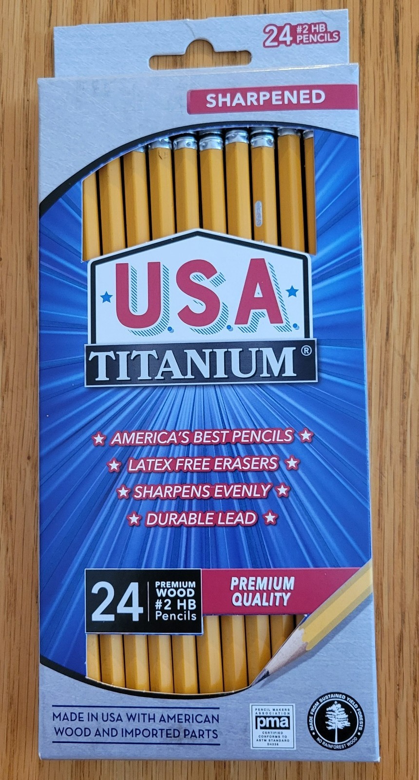 USA Titanium #2 HB Pencils 24ct – Sharpened Yellow Woodcase Pencils