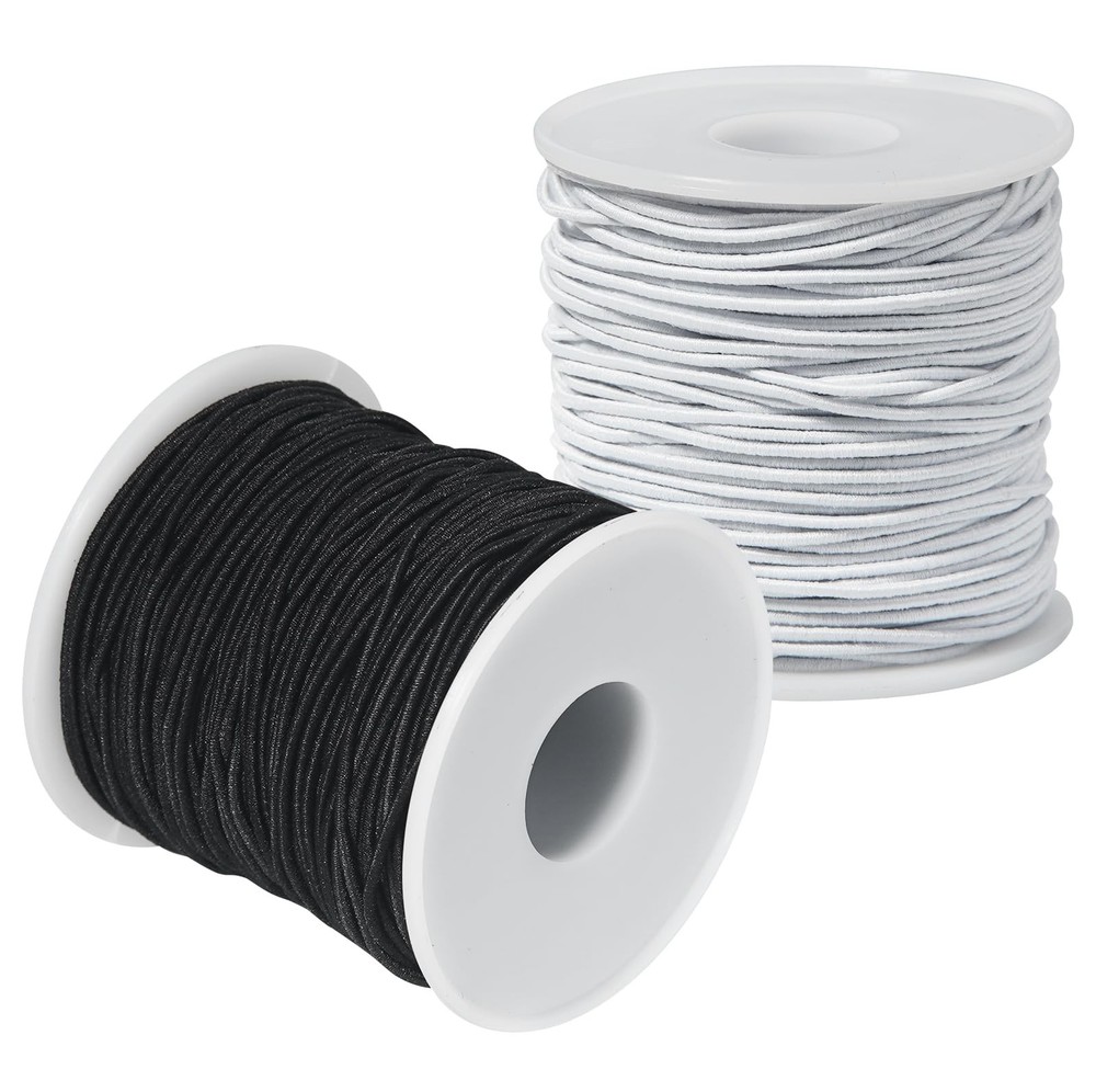 Elastic String for Bracelets Making - Cuttte 2 Rolls 1.2MM, Black and White