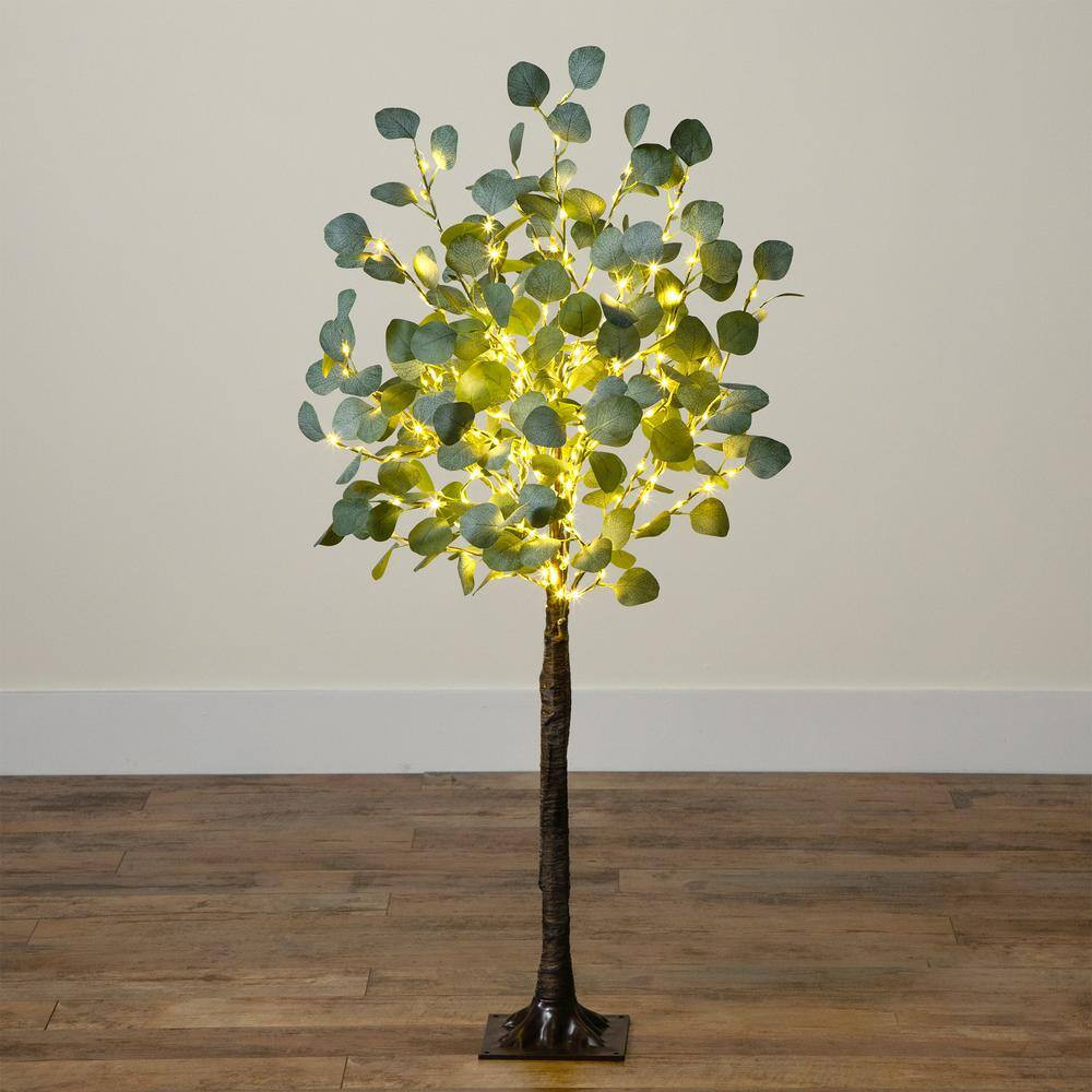 4 Ft. Lighted Artificial Eucalyptus Tree with 240 Warm White LED Lights