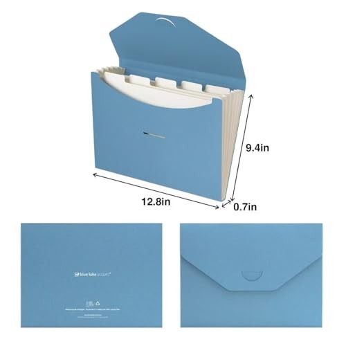 ECOLIFE 6-Pockets Recyclable Paper Expanding File Document Folder Blue Folder