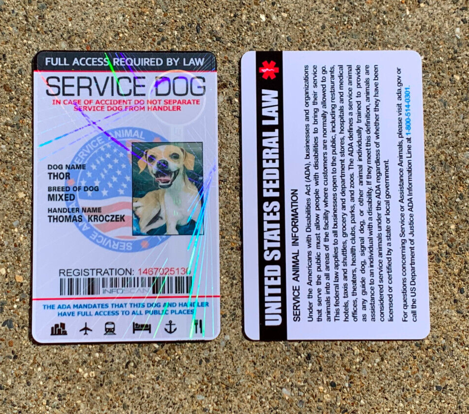 Service Dog ID Card Customized Holographic