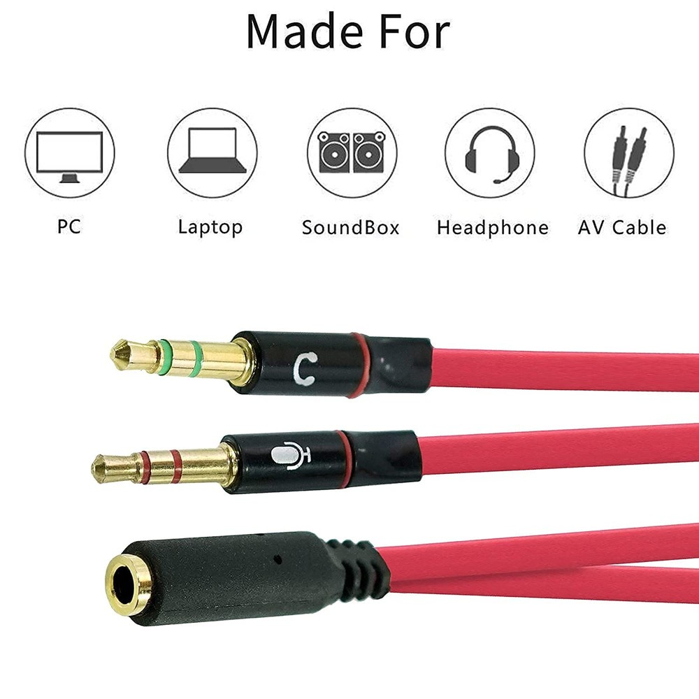 SaiTech IT Headphone Splitter Cable for Computer,3.5mm 2 Pk Red 2M 1F,
